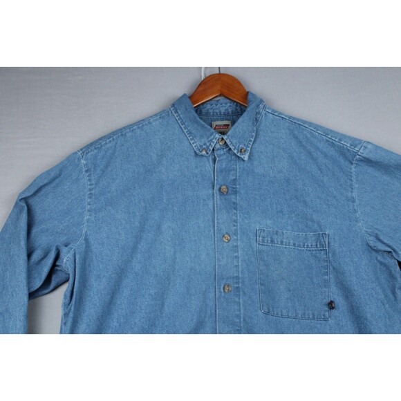 Dickies Shirt Mens XL Blue Denim 100% Cotton Button Up Workwear - Picture 6 of 16